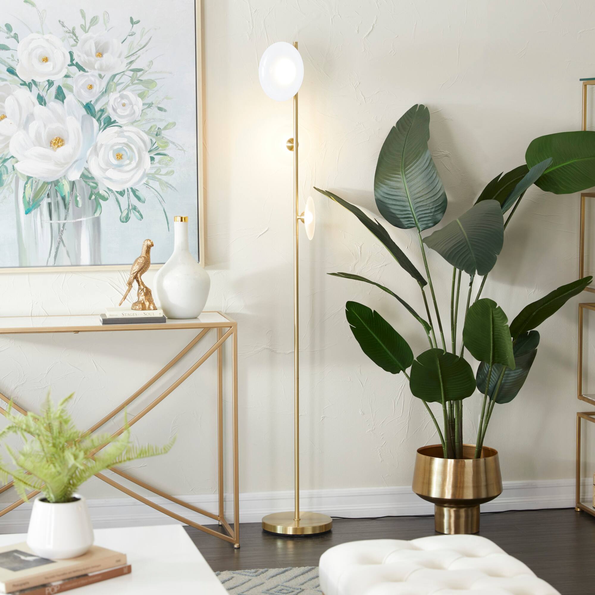 Gold Iron Modern Floor Lamp, 67" x 10" x 10"